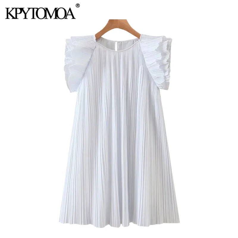 KPYTOMOA Women 2020 Sweet Fashion Ruffled Pleated Mini Dress Vintage O Neck Sleeveless With Lining Female Dresses Vestidos Mujer KPYTOMOA Women 2020 Sweet Fashion Ruffled Pleated Mini Dress Vintage O Neck Sleeveless With Lining Female Dresses Vestidos Mujer