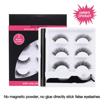 

New Lashes Black False Lashes With Tweezers Mink Lashes Set Quick-drying Natural Eyelashes Magic Fake Lashes 3in1 Lash Vendors