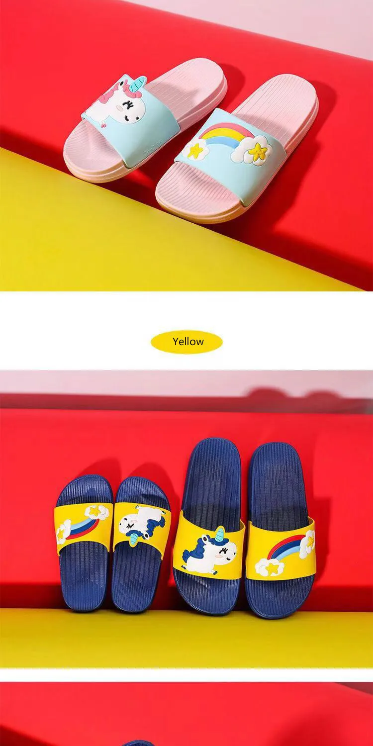 Baby Girls Cartoon Unicorn Toddler Beach Swimming Slippers Kids Boy Rainbow Shoes Children Summer Flip Flops Indoor Cute Sandals