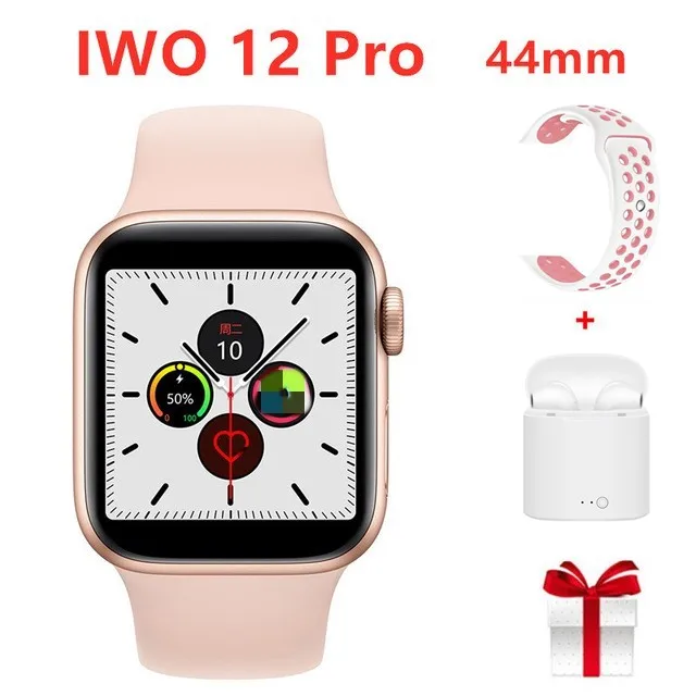 Pink set 1 Прямая IWO 12 Pro 44 мм Мужские умные часы серии 5 1:1 чехол для Apple IOS Android VS iwo 11 IWO 10 8 IP68 Водонепроницаемый IWO12 - Цвет: Pink set 1