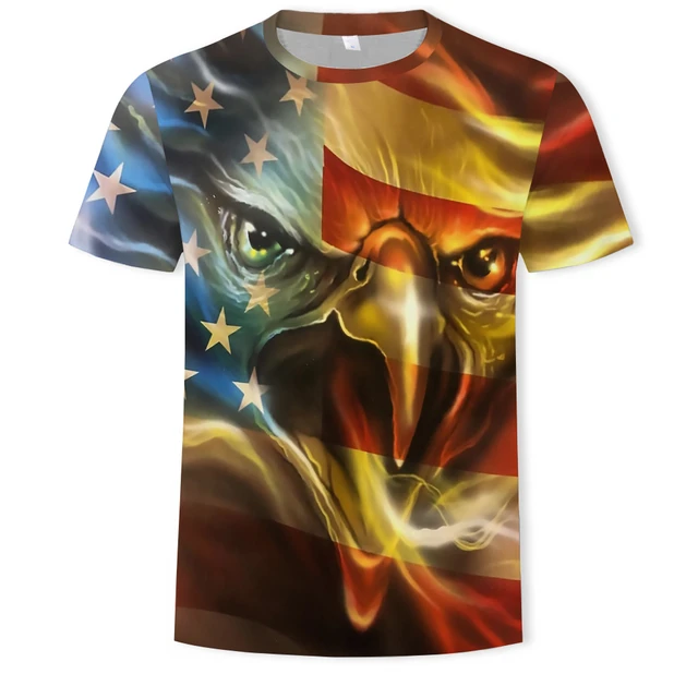 2021 Summer Fashion New Wings Flying Eagle 3D Printed Pattern Men's Trend Short Sleeve Casual T-shirt Top T933