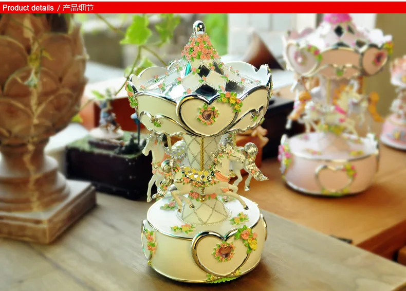 Гальваническая карусель, круглая музыкальная шкатулка, акустическая шкатулка для подружек, 2 шт, красочный светящийся подарок на день рождения