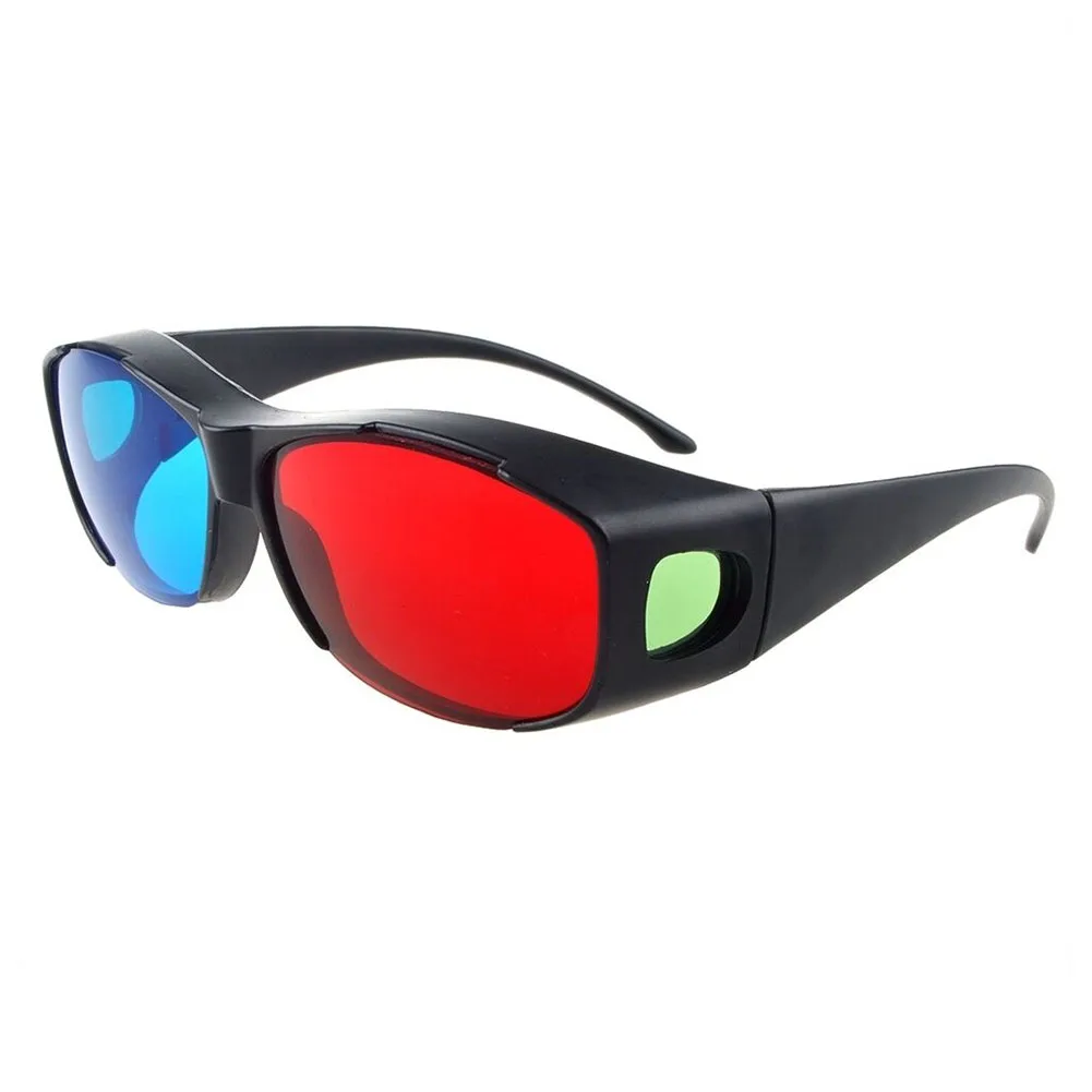 2pcs Red Blue Dimensional Anaglyph Universal 3D Glasses Game Black Frame DVD Vision TV Ultra Clear Virtual Cinema Movie Fashion