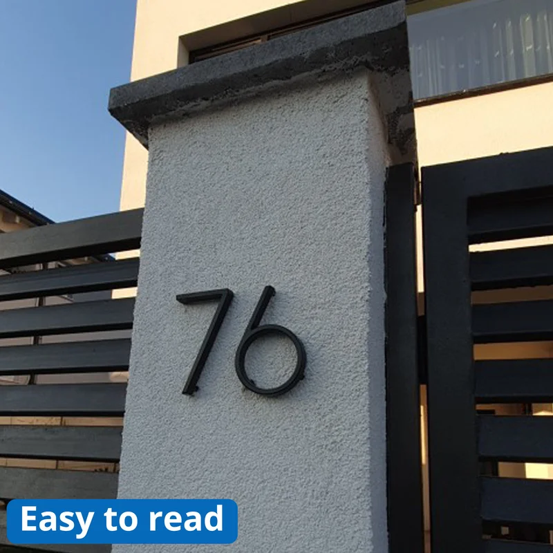 12cm Big 3D Modern House Number Door Home Address Numbers for House Number Digital Door Outdoor Sign Plates 5 Inch. #0-9 Black