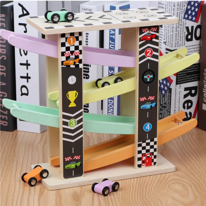 

Wooden Track Fun hua xiang che Children F1 Luge 2-4 Years Old Boy Camera Track Coaster Early Childhood Educational Toy