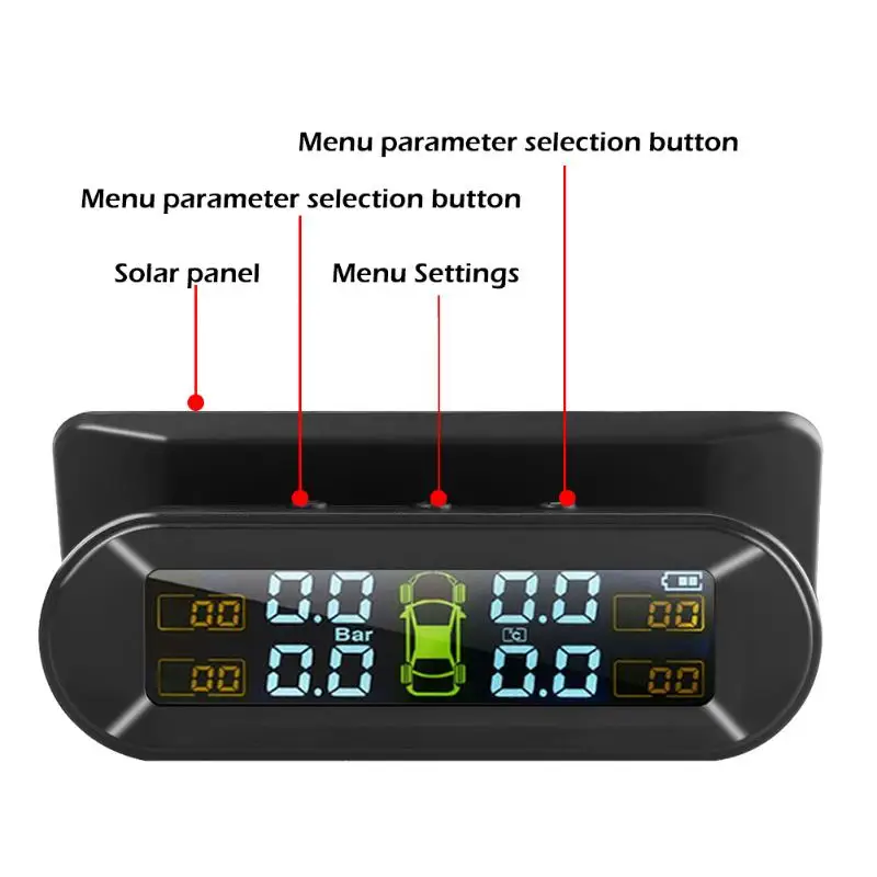 T05 USB или солнечная зарядка автомобиля TPMS система мониторинга давления в шинах HD цифровой ЖК-дисплей сигнализация с 4 датчиками