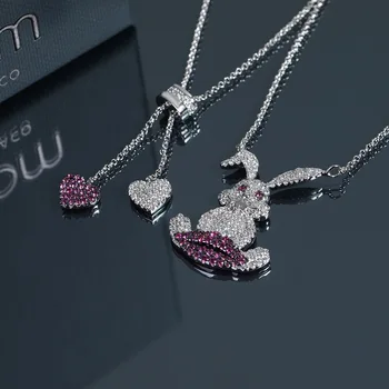 

2019 new arrival Morocco pink rabbit design chain necklace brand original cute bracelets for women lady gift