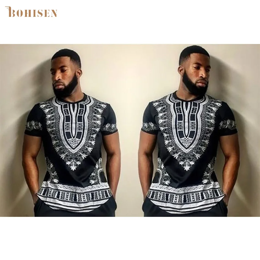 

BOHISEN Fashion Mens African Clothes Tops Tee Shirt Homme Africa Dashiki Dress Clothing Brand Casual Short Sleeve TShirt for Men