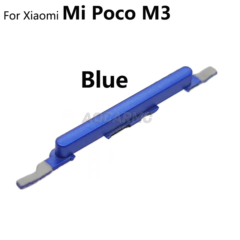 Aocarmo For Xiaomi POCO M3 Side Buttons Power On/Off Volume Up Down Switch Key Replacement Part