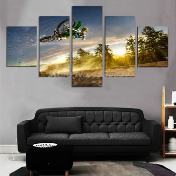 

Dirt Bike Poster Motocross 5 Pieces Canvas Prints Picture Modular Paintings For Living Room On The Wall Home Decor