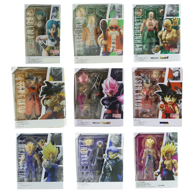 

Dragon Ball Z Anime Son Gokou Black Bulma Kame-Sennin Majin Vegeta Trunks Gohan SHF Boxed PVC Action Figure Model Doll Toys Gift