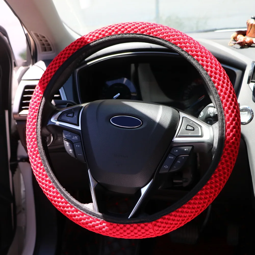 YOSOLO чехол рулевого колеса автомобиля подходит для большинства автомобилей воздухопроницаемость ручной работы прочная сэндвич ткань 4 цвета нескользящий Стайлинг автомобиля - Название цвета: Красный