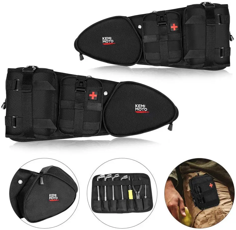 KEMIMOTO Tool Bag Side Storage Door Bags with Knee Pad for Polaris RZR XP Turbo Turbo S 1000 S900 2014-2019 2015 2016 2017 2018