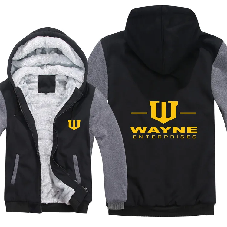 Wayne enterprises, толстовки, мужские, модные, шерсть, подкладка, куртка, Wayne Gotham City, толстовки, худи, HS-037