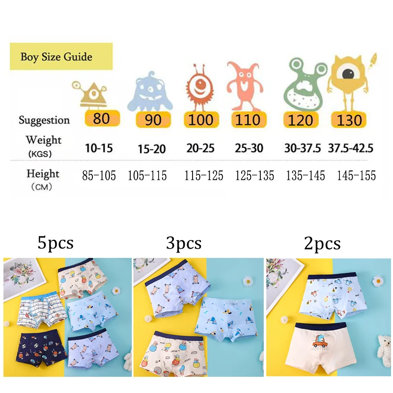 Children Underwear Cotton Kid Boy Girl Soft Toddler Cartoon Shorts Panties for Infant Children Teen 2 -15 Years