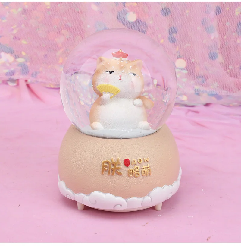 Королевский кот Снежный шар хрустальный шар вращающаяся Рождественская музыкальная шкатулка Рождественское украшение для дома подарок на день рождения