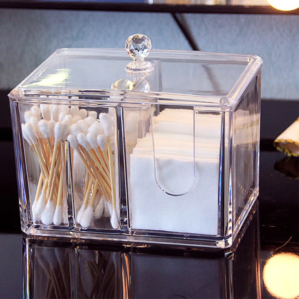New Acrylic Cotton Swab Makeup Box Portable Clear Make Up Container Pad Holder Cosmetics Organizer Storage | Дом и сад