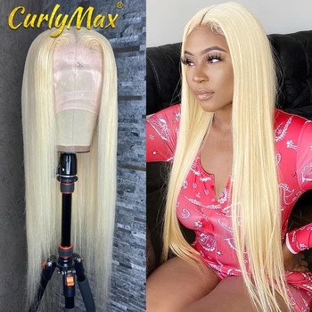 

Curymax 613 Blonde Lace Front Wig Brazilian Straight Human Hair Wigs For Women Middle Part 13*1 Lace Front Wig 613 Honey Blonde