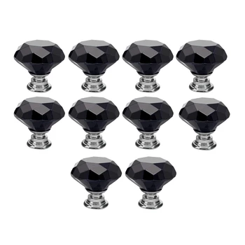 

Black 10Pcs 30mm Crystal Glass Cabinet Knobs Diamond Shape Drawer Kitchen Cabinets Dresser Cupboard Wardrobe Pulls Handles