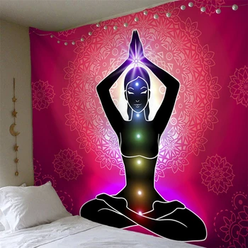 

Hippie Psychedelic Chakra Tapestry Mandala Wall Hanging Indian Buddha Art Wall Carpet Blanket Yoga Mat Bohemian Polyester Fabric