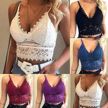 

Women Lace Bra Deep V Neck Floral Summer Slim Push up Bra Hollow Out Fashion Bras