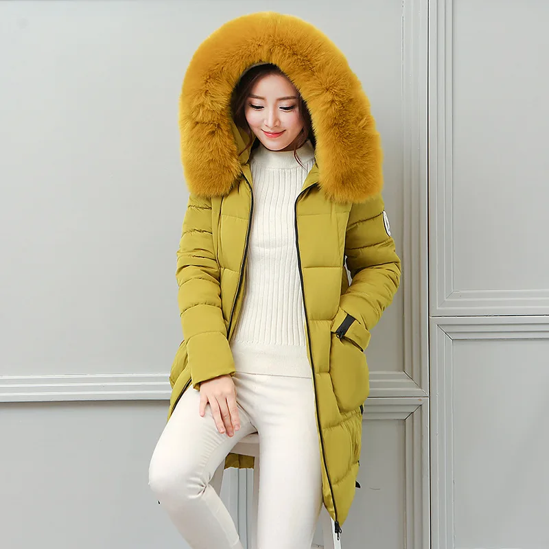

2017 Winter Large Size WOMEN'S Wadded Jacket Mid-length Hooded down Jacket Cotton-padded Clothes Slimming Thick Cotton-padded Cl