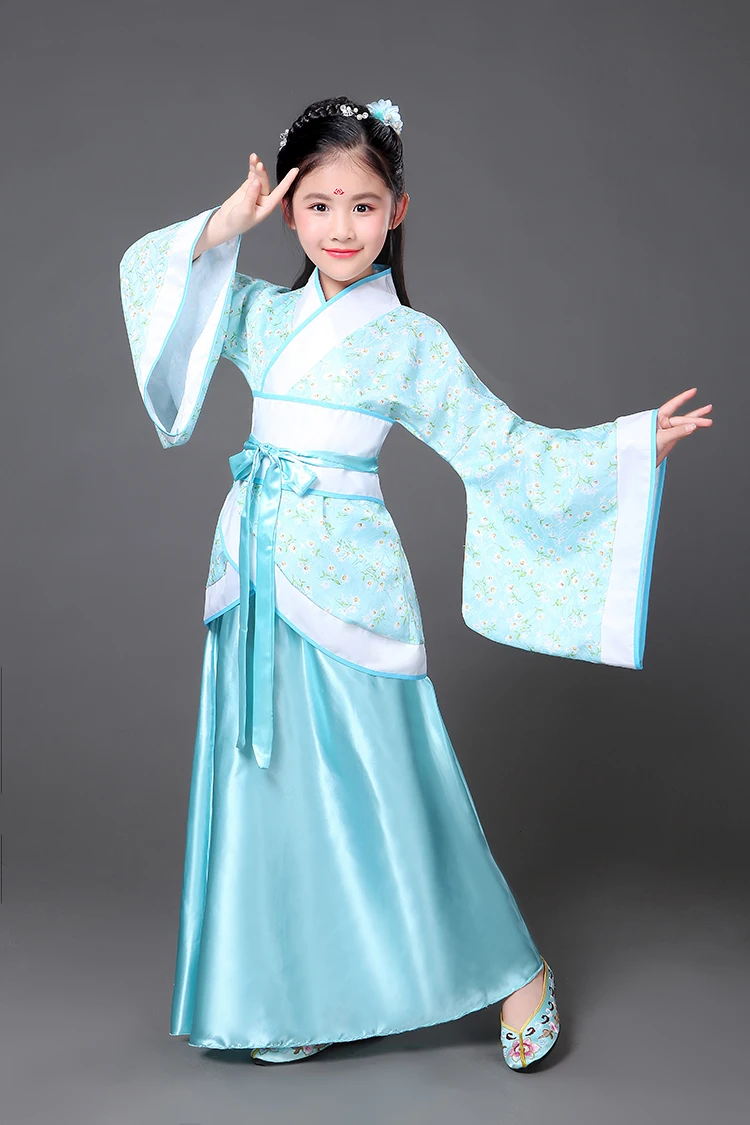 Han Fu/платье принцессы для дня рождения, танцевальное платье традиционное китайское детское платье для выступлений, модальное платье для выступлений, Coaplay - Цвет: girl 2