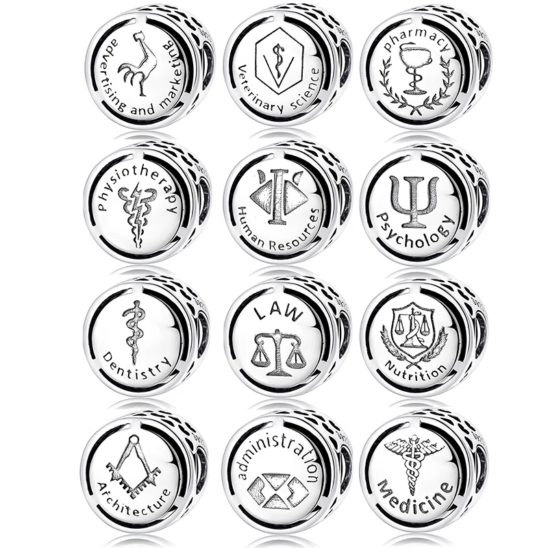 Symbol Twelve occupational signs charm Beads For Jewelry making 925 Sterling Silver Fit Original European Charms Bracelets