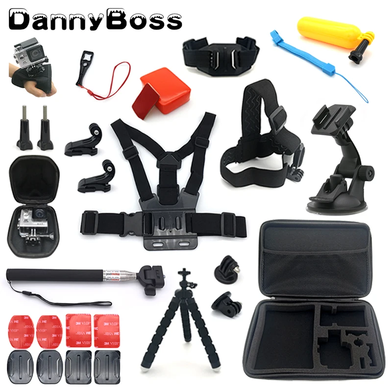 

Sport Camera Accessories set for go pro hero 7 6 5 4 kit mount for SJCAM SJ4000 yi 4k Helmet Strap