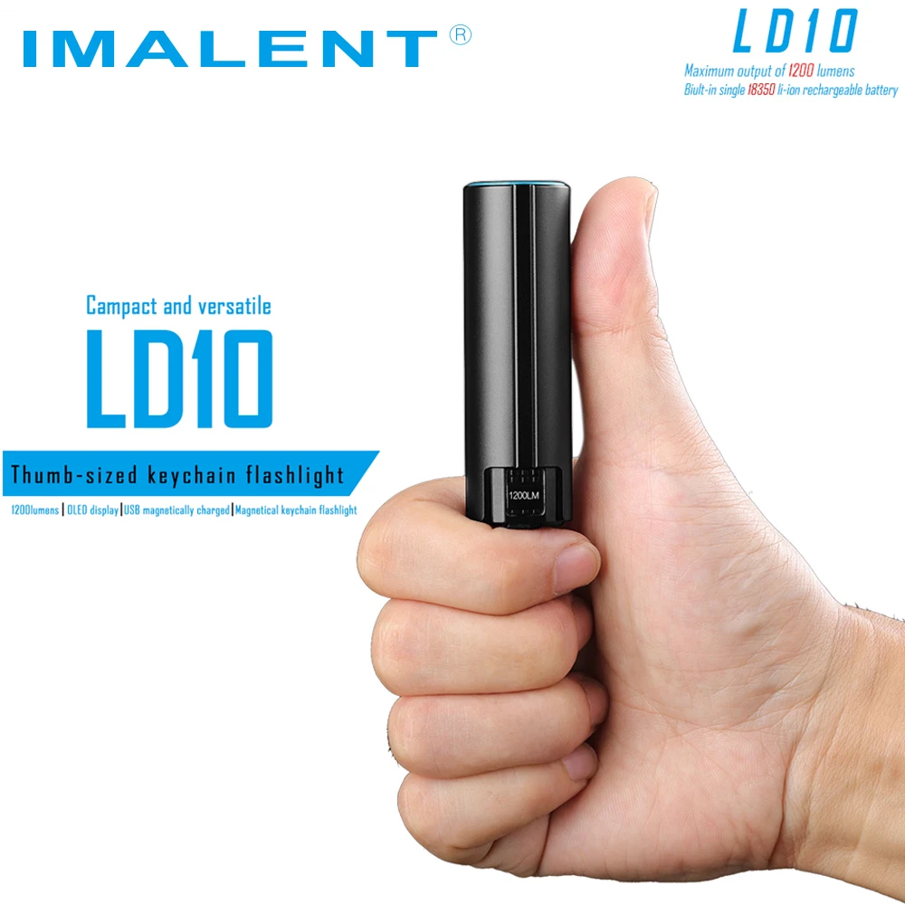 IMALENT фонарик LD10 большого размера с магнитной usb-зарядкой, oled-дисплеем, XPL, HI max, 1200 люмен, фонарь с лучом 247 м