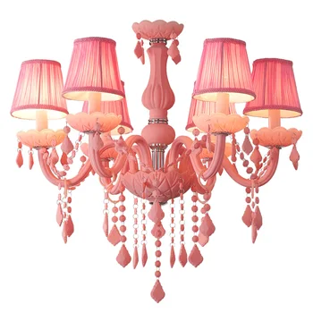 

Girl Bedroom Lamp Crystal Chandelier Children's Room Lamp Princess Bedroom Light Girl Room Light Net Red Pink Chandeliers