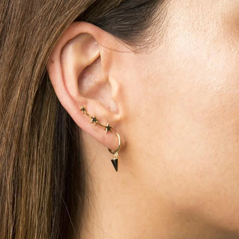 2021 gold-plated Ear Jackets Climbers Clip Earrings For Women CZ Zircon Stud Earring Earcuffs Men Jewelry Wholesale