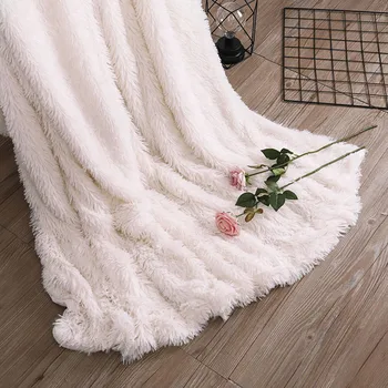 

Super Soft Fuzzy Fur Faux Elegant Cozy With Fluffy Throw Blanket Bed Sofa Bedspread Long Shaggy Soft Warm Bedding Sheet #R20