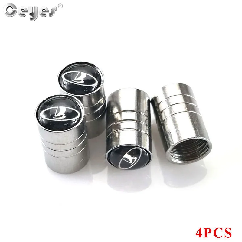 Ceyes Tire Valves Case For Lada Vesta Niva Kalina Priora Granta Largus Vaz Samara 2110 Auto Emblems Car Sticker Accessories 4pcs - Название цвета: Style1 Silver-B