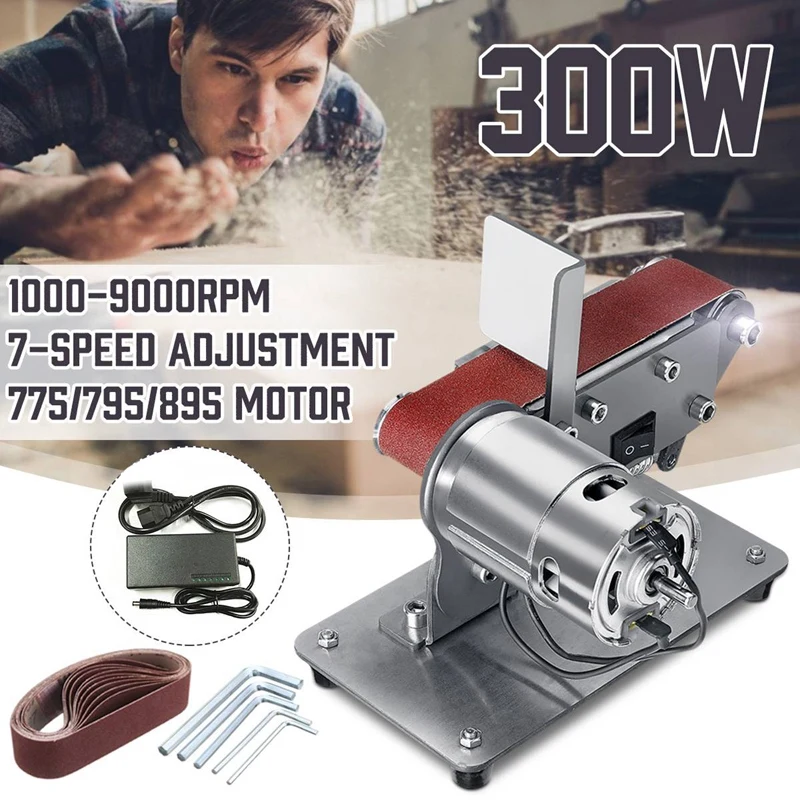 Шлифовальная машина ленточная 300W электрический ремень Полировочная