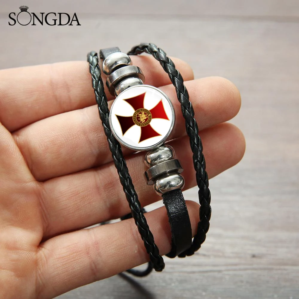 Wrist-Jewelry Bracelet Knights Templar Masonic Medieval Solomon Glass-Buckle Mens Sign