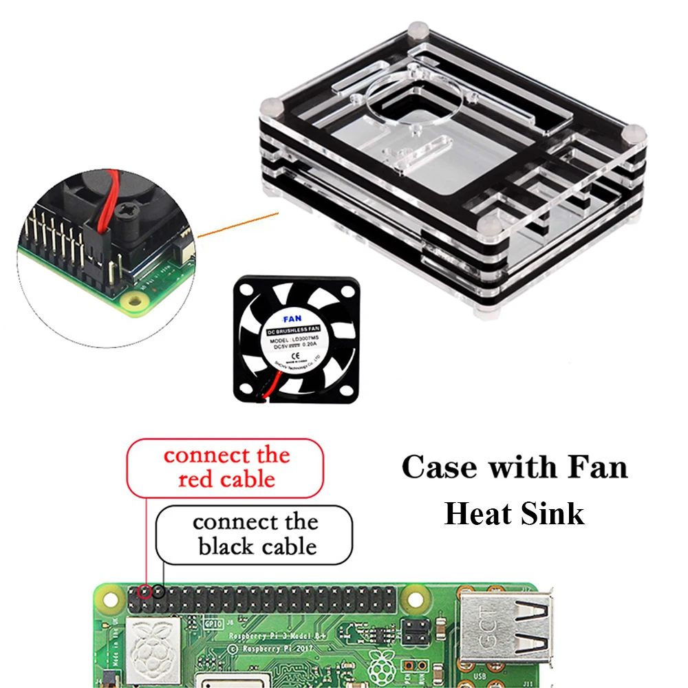 Акриловый чехол для Raspberry Pi 4 9 слойный корпус охлаждающий вентилятор алюминиевый