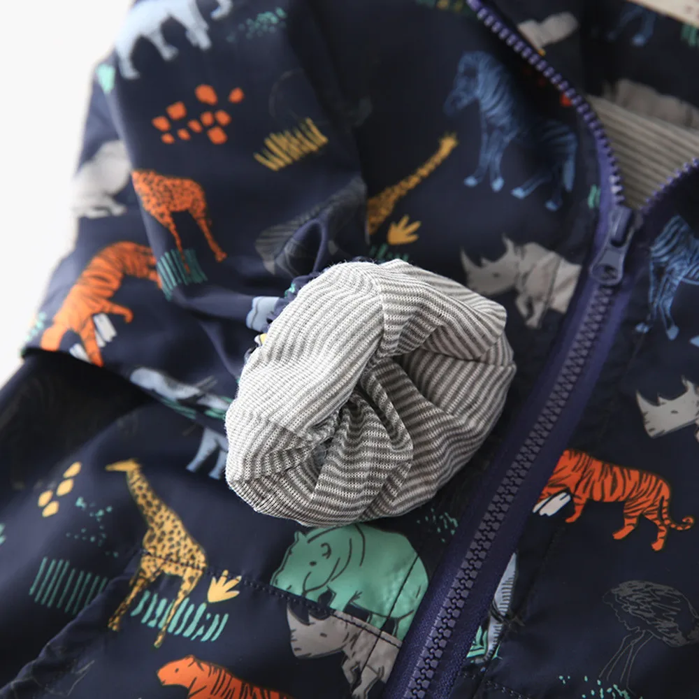 Мода «унисекс»; Симпатичные Детская куртка для малышей Осенняя Куртка Верхняя одежда куртка с капюшоном "Динозаврик", ветровка, одежда из хлопка