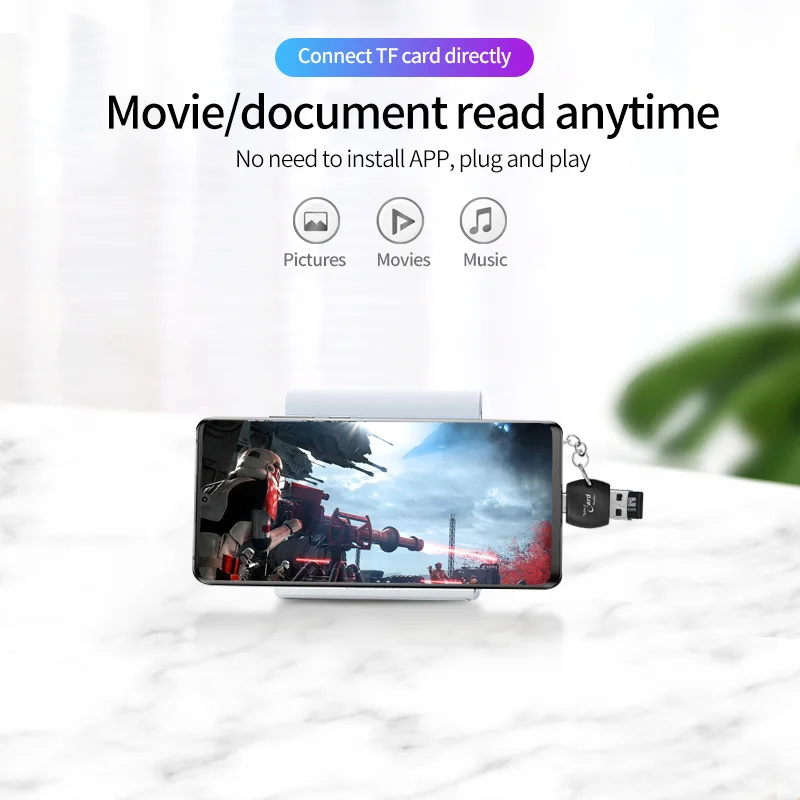 ANMONE – adaptateur 2 en 1 de Type C vers Micro SD TF, lecteur de carte OTG vers USB 2.0, pour PC portable, Android, convertisseur de téléphone intelligent ► Photo 3/6