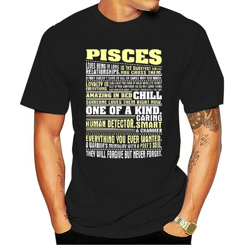Pisces Zodiac Black T Shirt | Мужская одежда