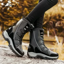 ZOVE/женские зимние ботинки; зимние теплые ботинки на платформе; ботинки на меху со шнуровкой; женские модные длинные плюшевые сапоги-трубы для женщин