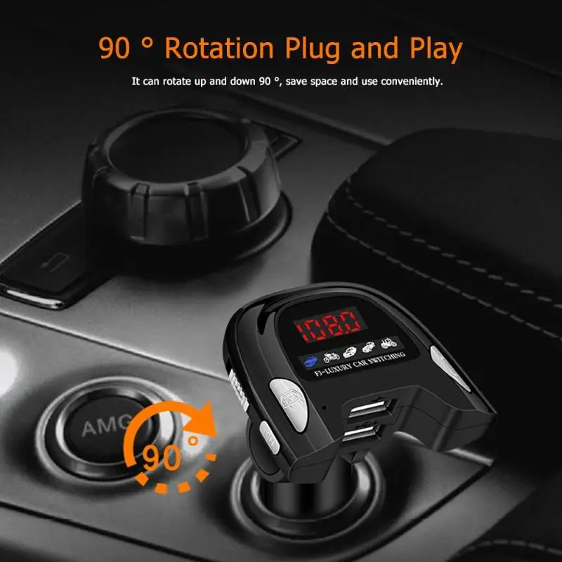 Автомобильный комплект VODOOL Dual USB Bluetooth 5,0 зарядное устройство Громкая связь MP3-плеер fm-передатчик с функцией автоматического шумоподавления