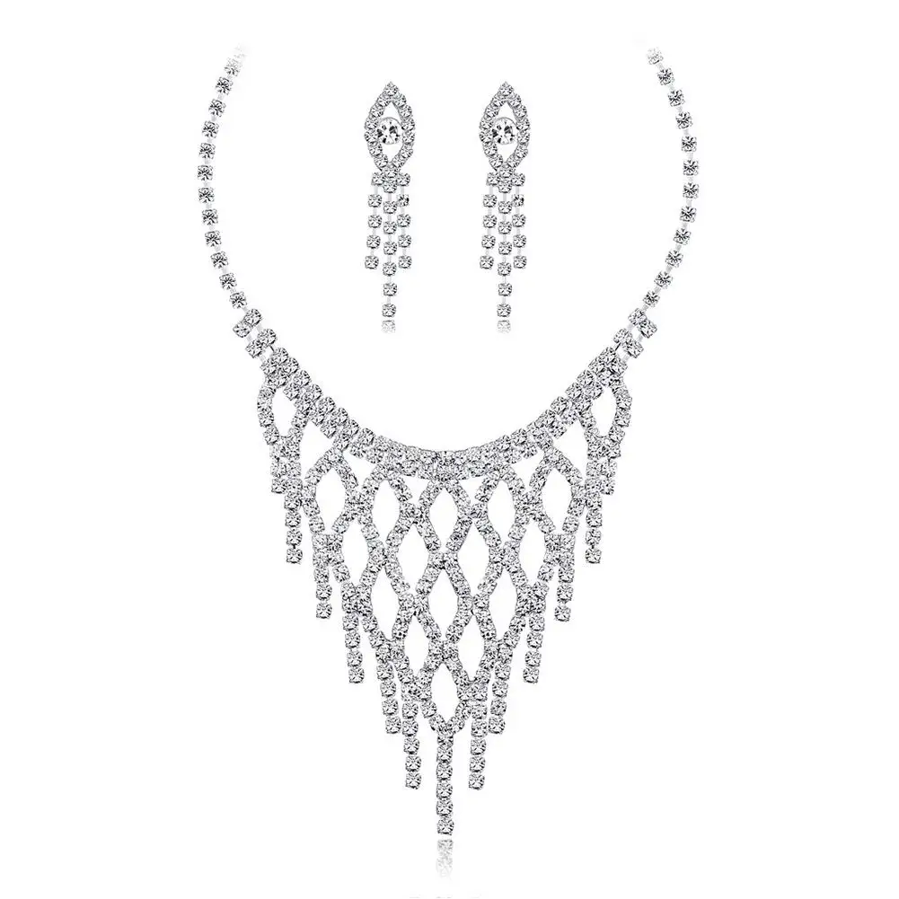

2Pcs/set Women Concise Elegant Long Necklace Earring Set Jewelry Earrings+Necklaces Decoration