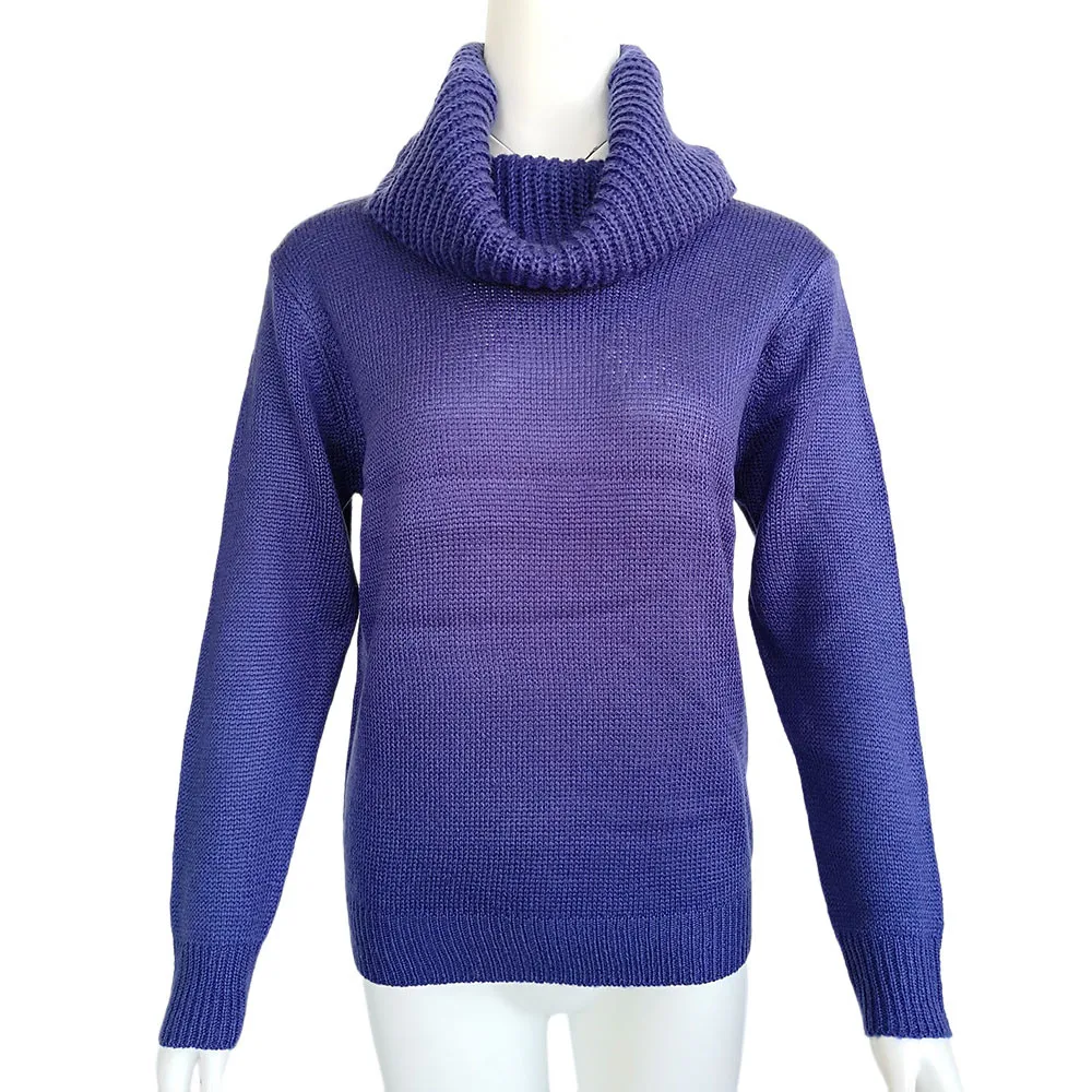 Женский свитер с высоким воротом, Женский Однотонный свитер с длинными рукавами, Женский вязаный свитер, джемпер, топ, красивая блузка
