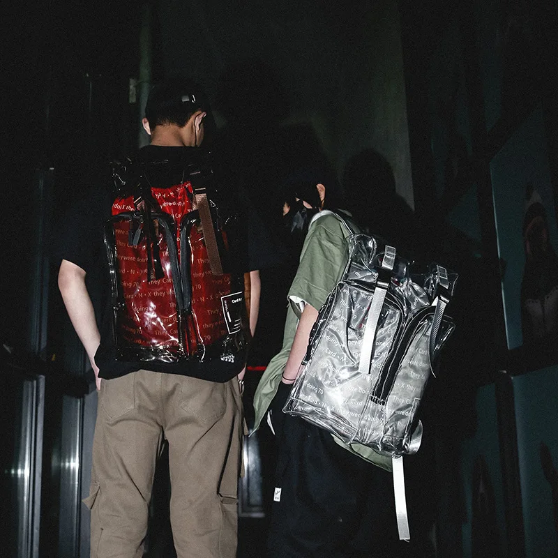 

Creative Transparent Personality Backpack Men's Sports Beam Pocket Large Capacity PVC School Bag Fashion Travel Backpack