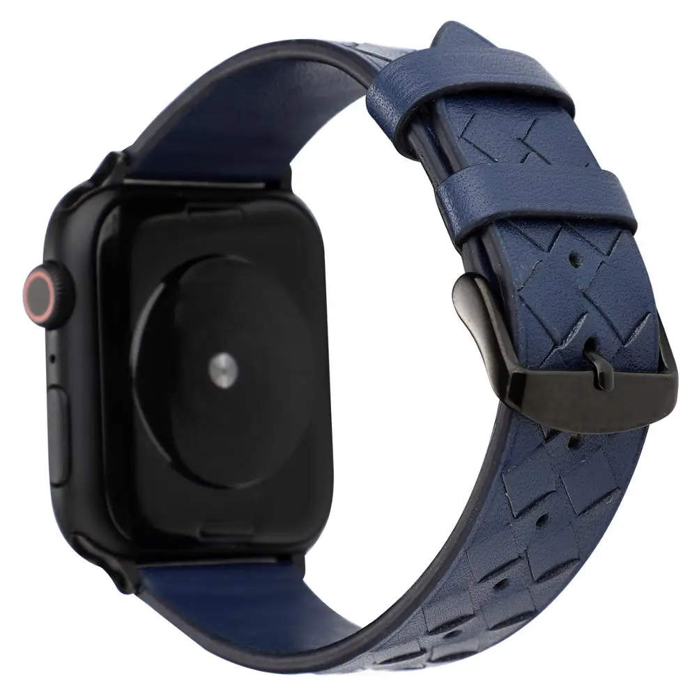 Кожаный спортивный ремешок для Apple Watch 5, 4, 3, 2, 1, полосы 44 мм, 40 мм, 42 мм, 38 мм, тканый браслет ручной работы, ремешок для серии iwatch, аксессуары - Цвет ремешка: ALL Blue