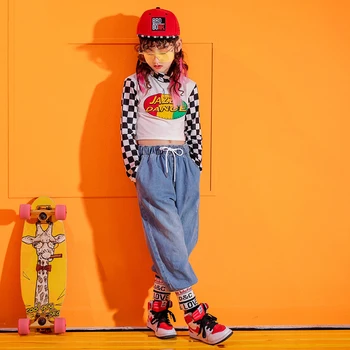 

Kids Jazz Dance Costumes Long Sleeve Street Dance Practice Clothes For Boys Hip Hop Suit Girls Ballroom Dance Costume VO221
