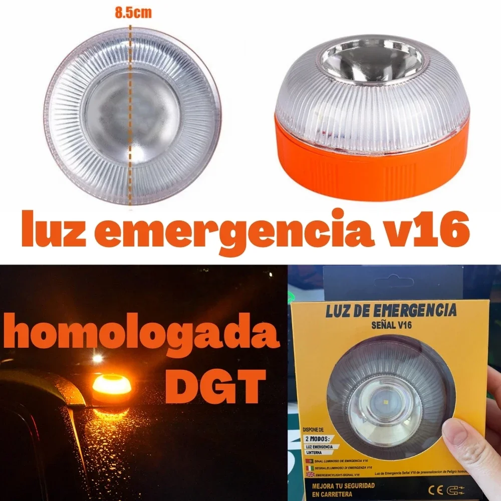 Luz DE EMERGENCIA V16 homologado DGT aprobado España coche Luz de emergencia  ayuda flash señal luminoso V16 aprobado DGT