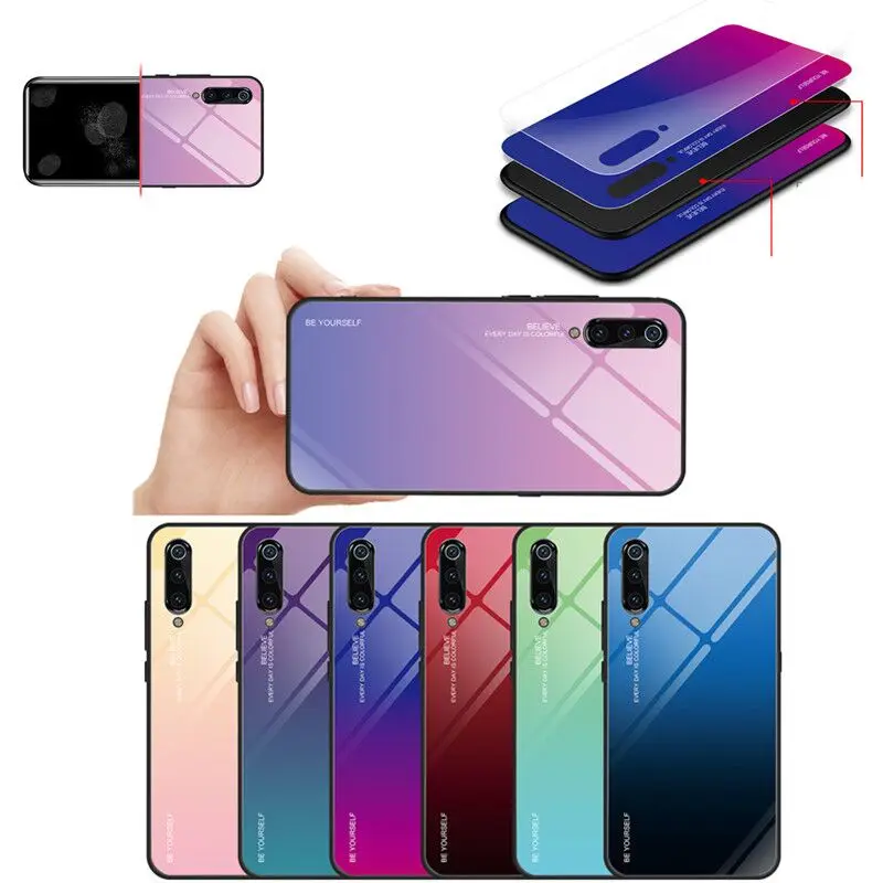 Чехол для Note 7 7Pro чехол из закаленного стекла redmi note 8 6 K20 Pro глянцевый градиентный с