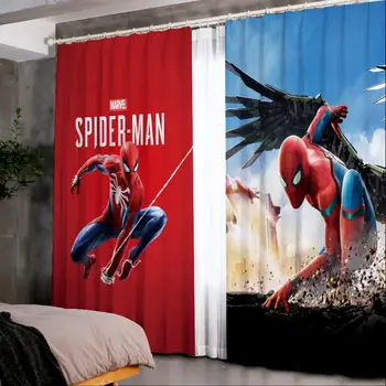 

The Spiderman Curtains for Window Marvel Iron Man Batman Blinds Finished Drapery Rideaux Curtain Parlour Room Blackout Curtains